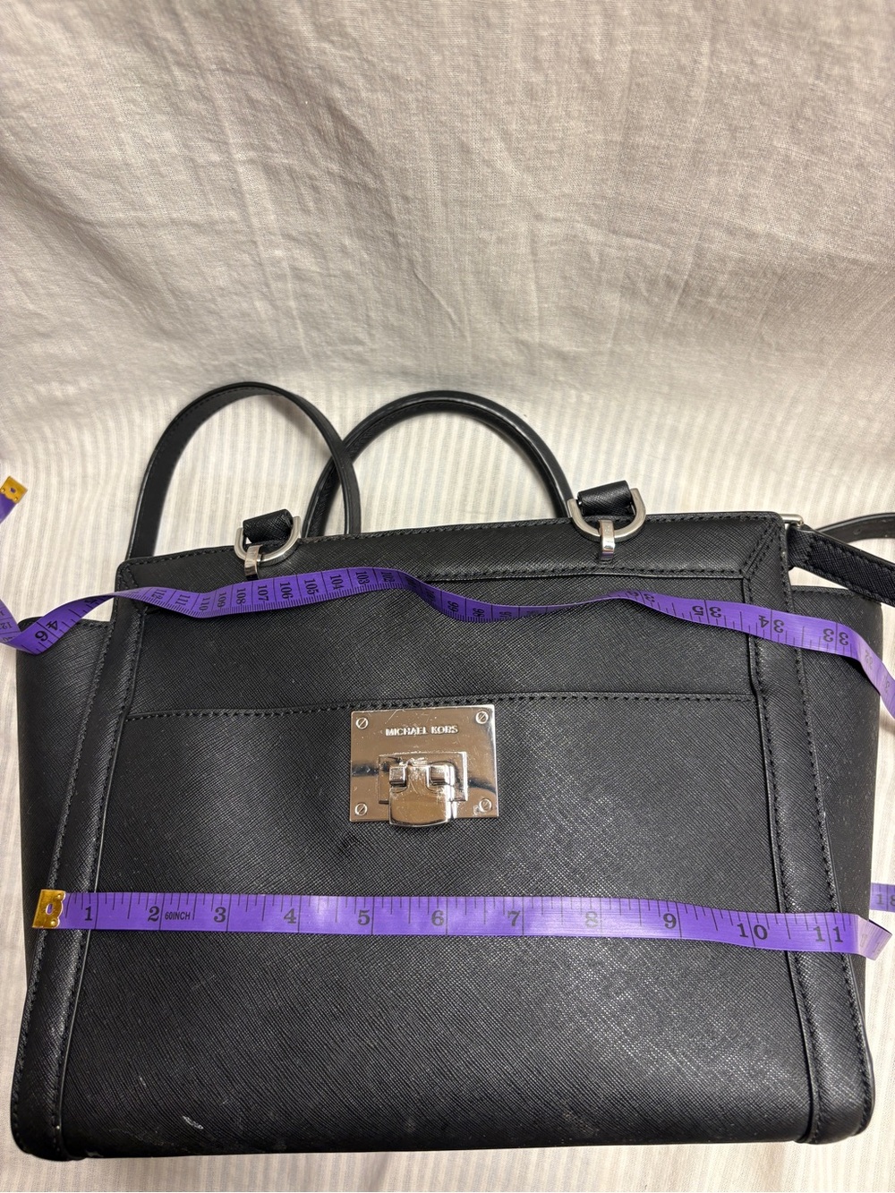 Michael Kors Black Leather Tote with Silver-Tone Hardware - Picture 7 of 9